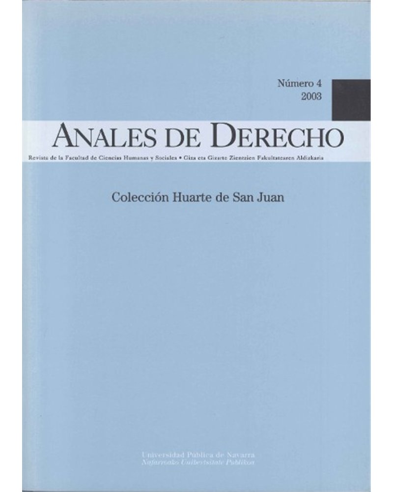 Huarte de San Juan. Anales de Derecho. Nº 4 (2003) Huarte de San Juan. Anales de Derecho. Nº 4 (2003)